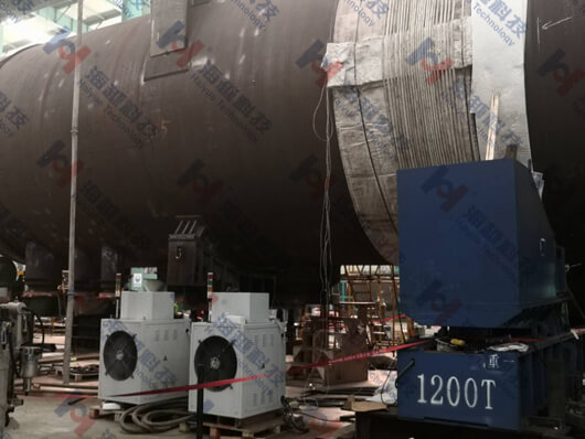 青島海越科技完成直徑5.6米高壓反應(yīng)釜筒體合攏環(huán)縫焊后熱處理